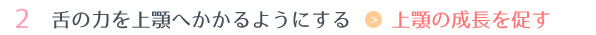 2.舌の力を上顎へかかるようにする → 上顎の成長を促す